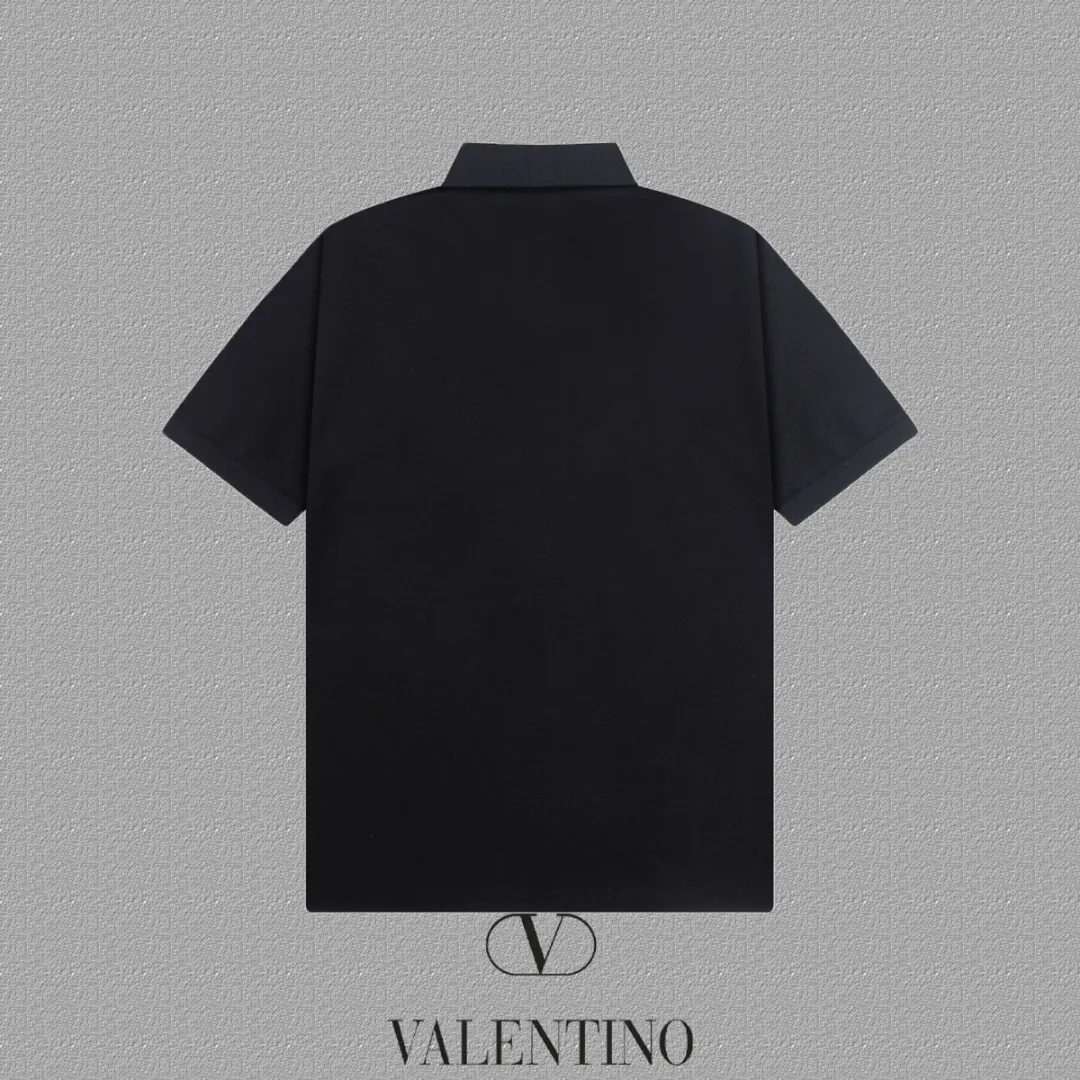 P100✨🔥 [valentine Valentino] 2026FW short-sleeved lapel polo shirt Color: Black White Size: S-XXL